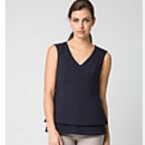 Le Château Navy Peplum Sleeveless Top